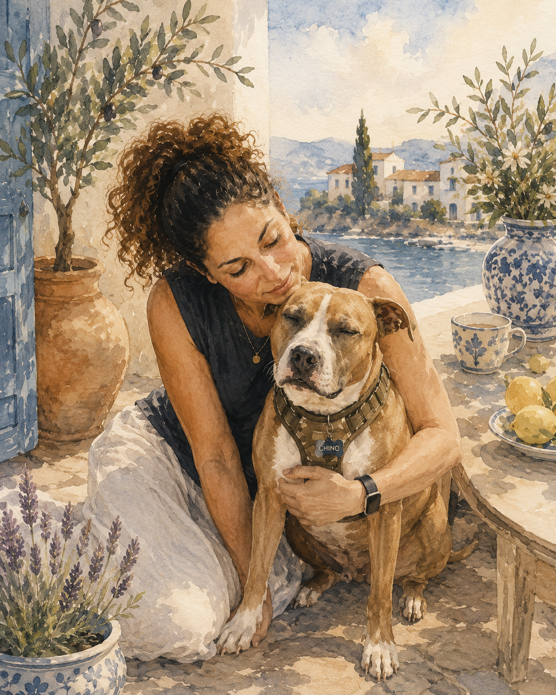 Maria and Chino watercolor portrait