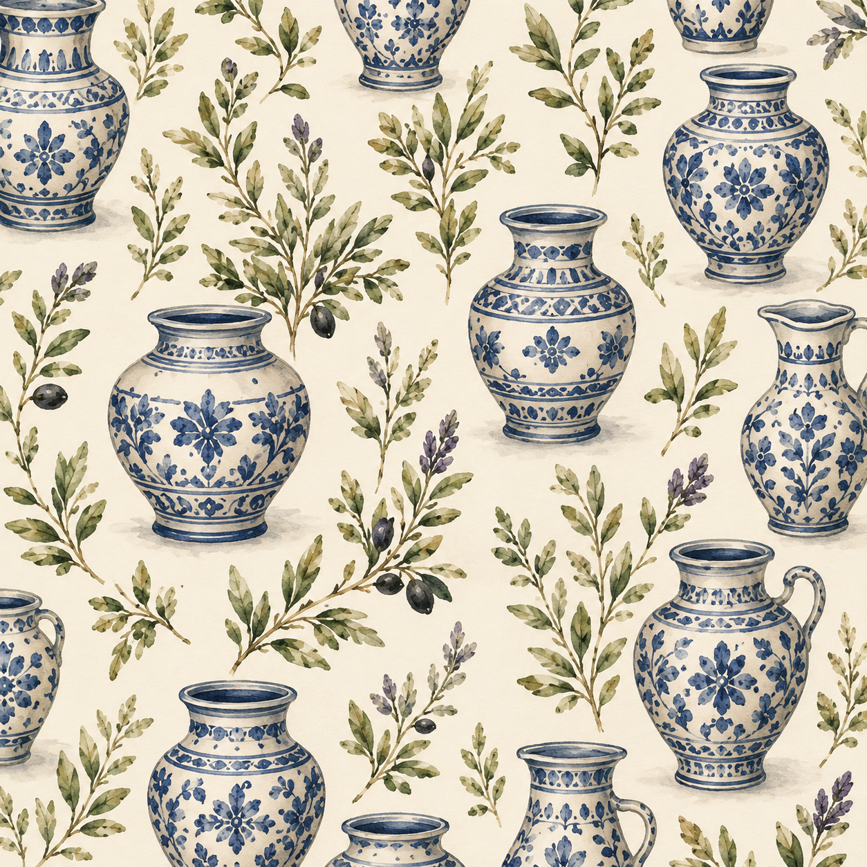 Herb Vase Pattern Print