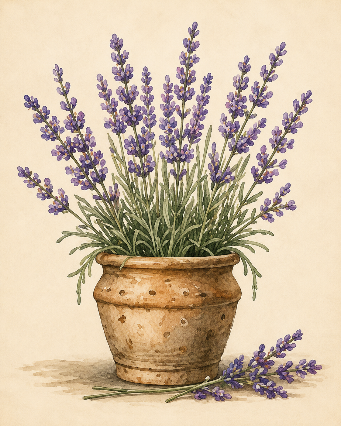 Lavender Clay Pot Print