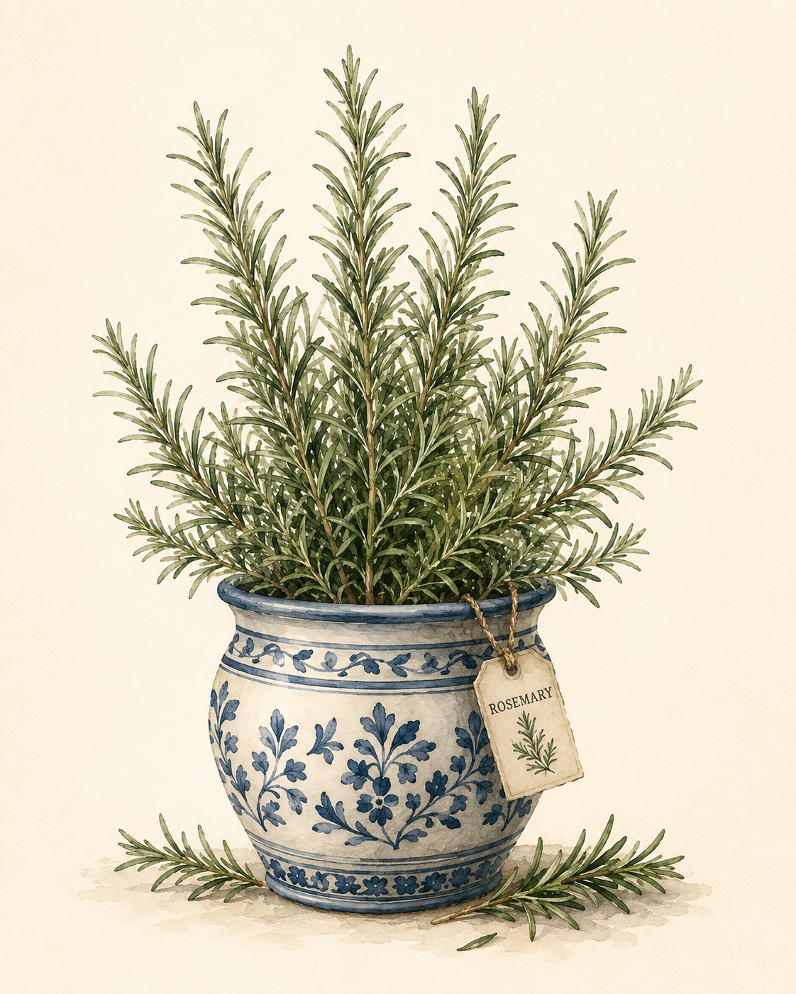 Rosemary Ceramic Pot Print