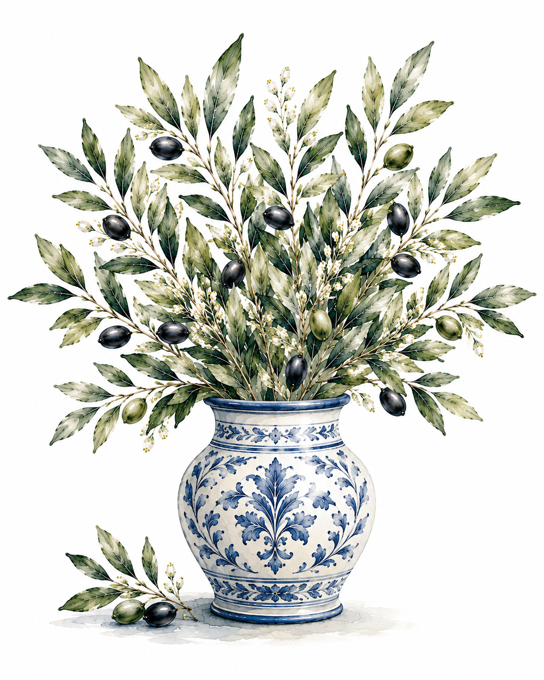 Olive Branch Vase Print