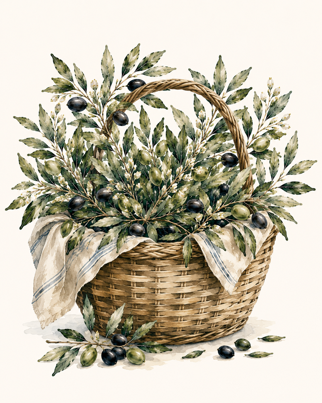 Olive Branch Basket Print
